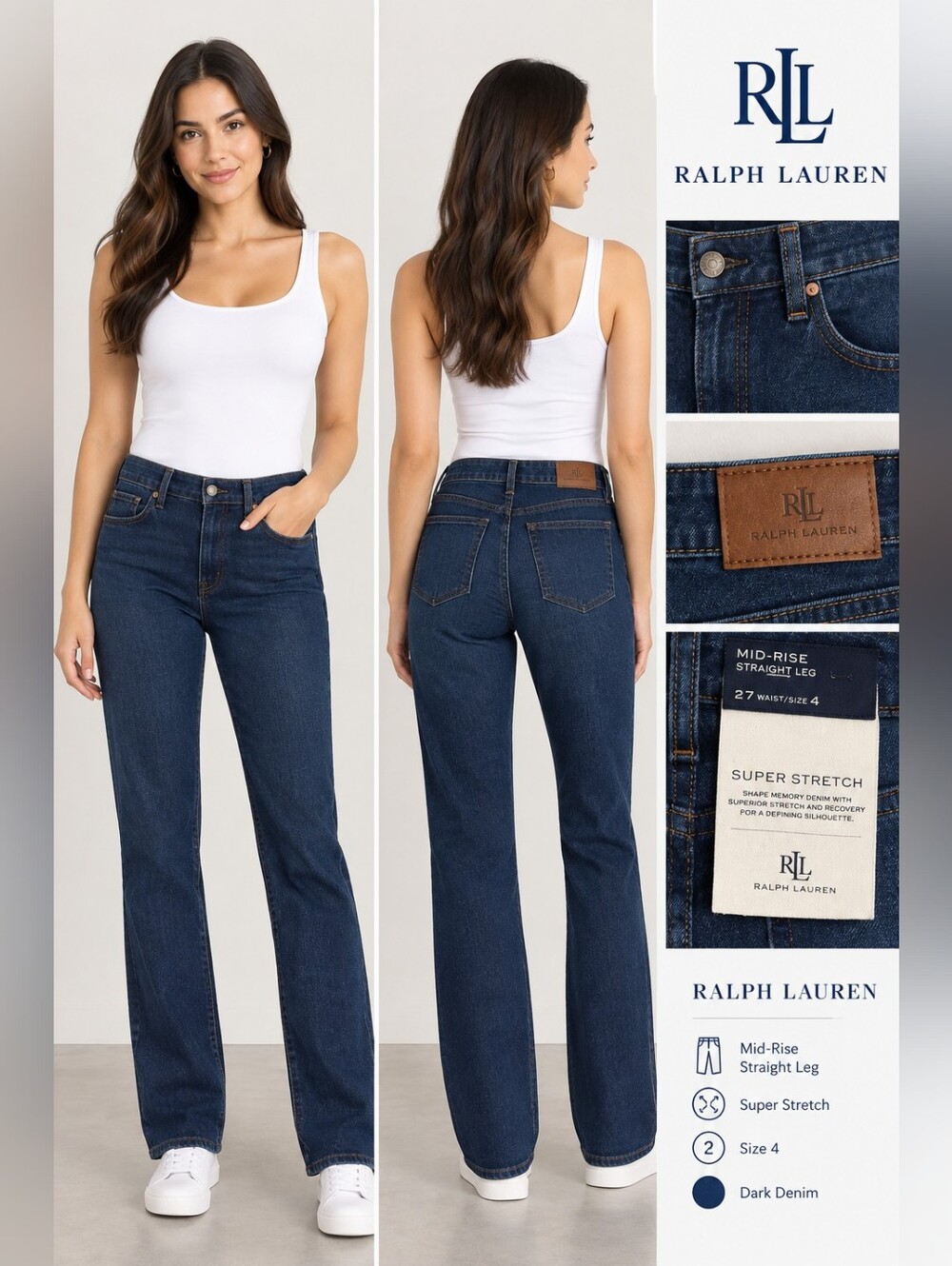Ralph Lauren Dark Denim Straight Leg Jeans